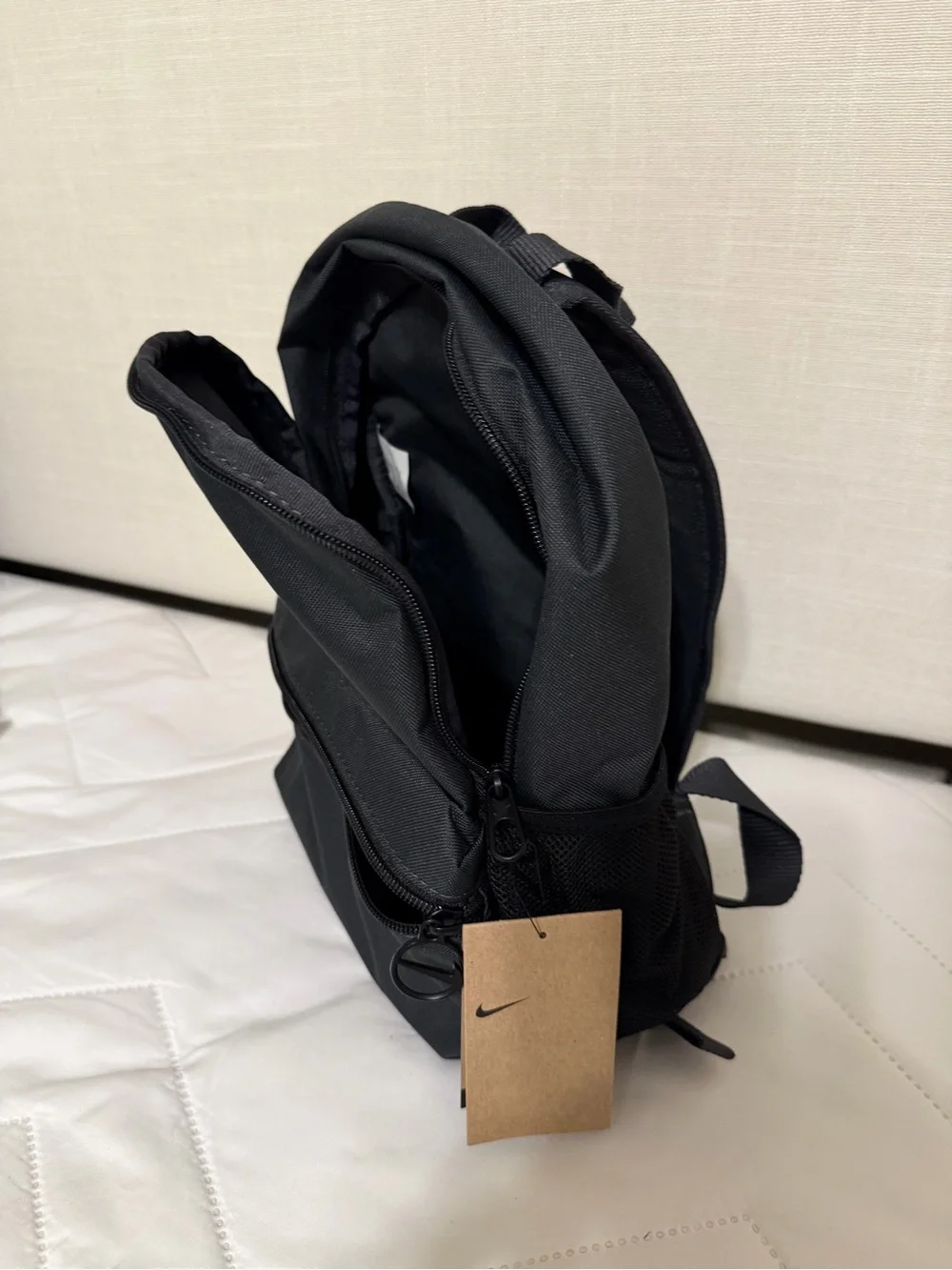 Nike Black Mini Backpack with White Swoosh Logo